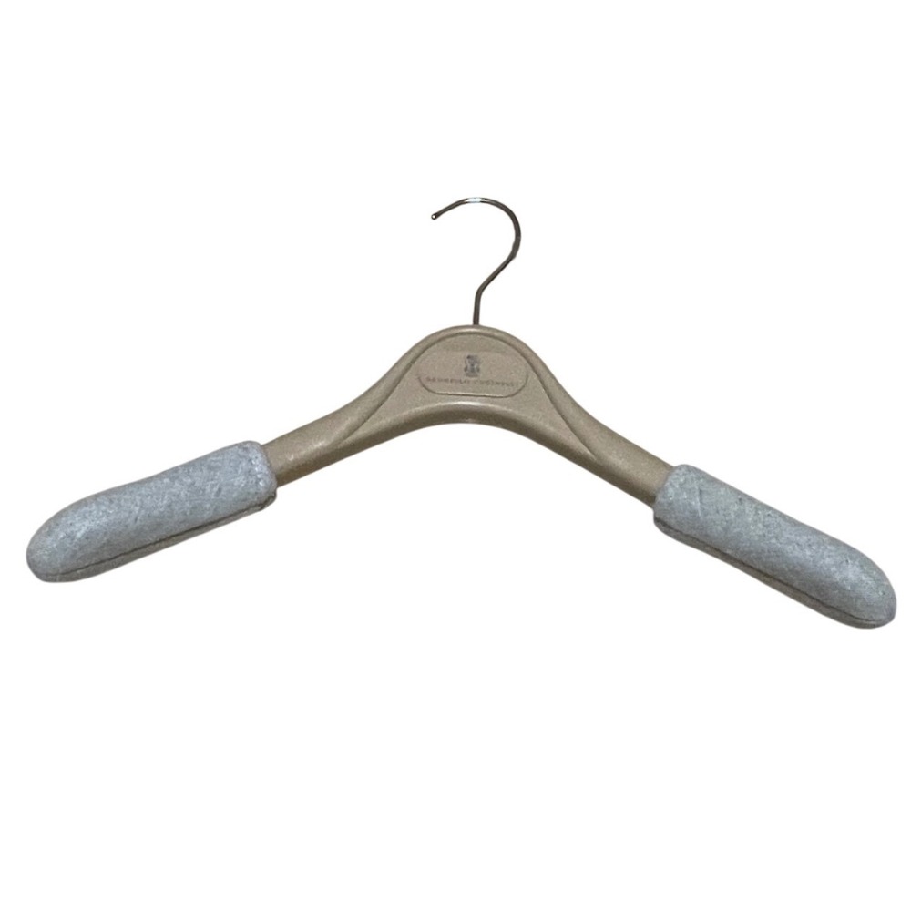 Brunello Cucinelli Luxury Coat‎ Hanger Padded Felt Ends Taupe Grey Solomeo I09